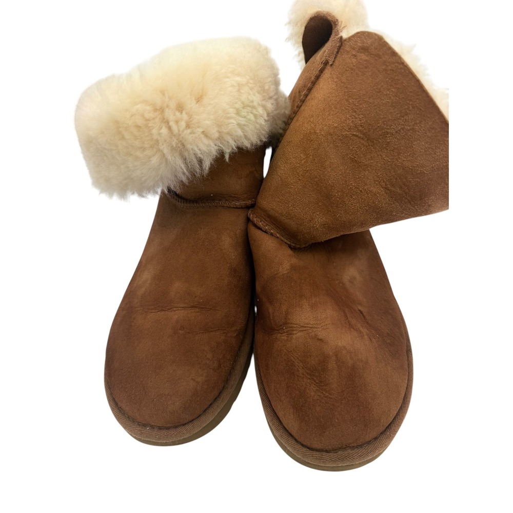 UGG Bailey Button II Chestnut Brown Suede Sheepskin Boots 1016226 Womens 7